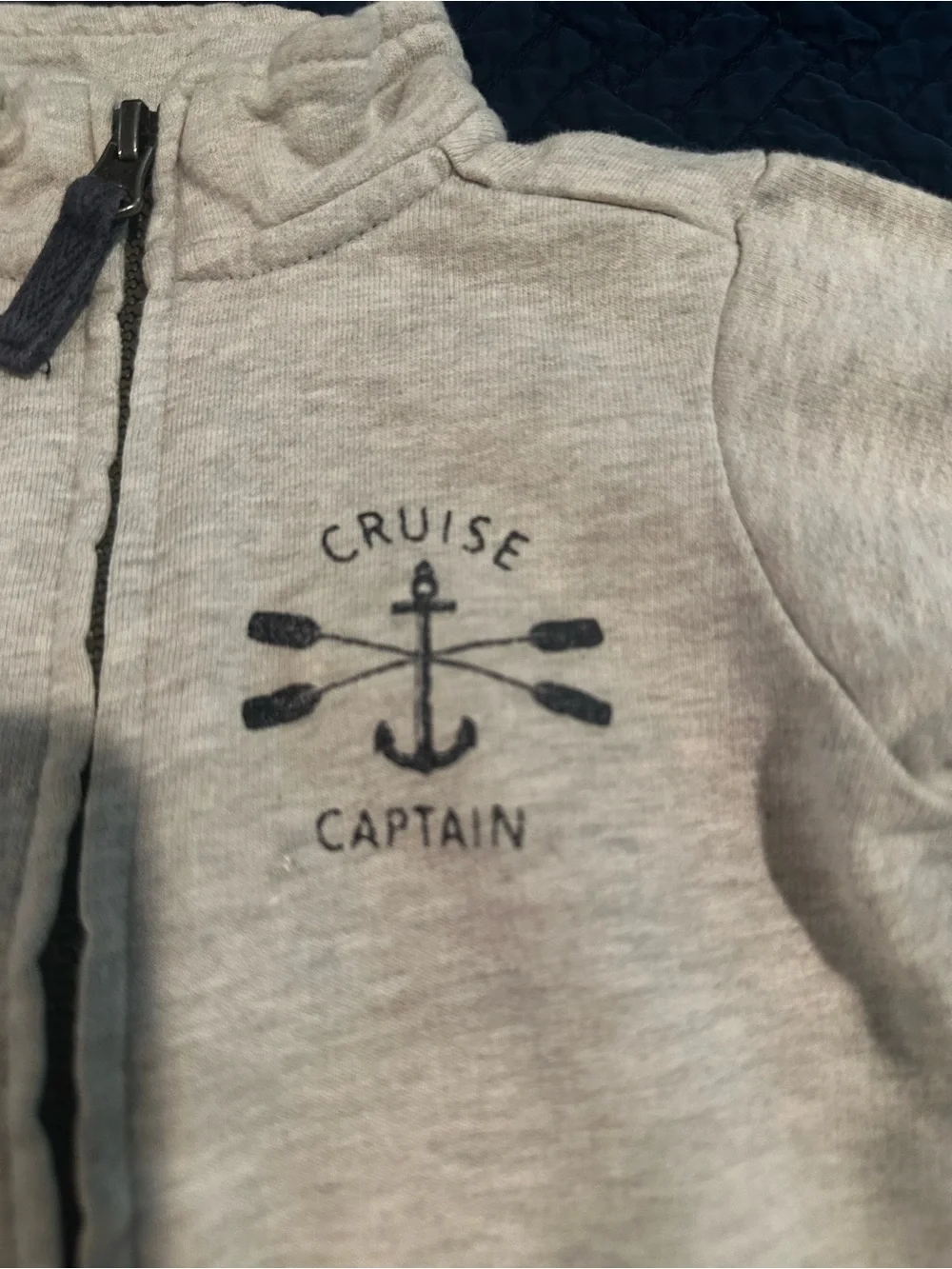 Cruise Captain Zip-Up Sweater Jacket Light Grey size 9 Months Cotton Carter’s